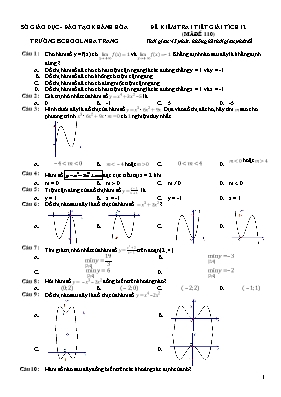 Đề kiểm tra 1 tiết Giải tích 12 - Mã đề 110